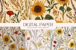 Sunflower Background Pattern Wallpaper Digital Paper_233 Product Image 1