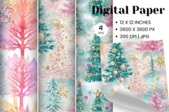 Christmas Tree Pattern Digital Paper Background Seamless_24 Product Image 1