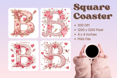 Letters Valentine Square Coasters Love Heart Accessories_B Product Image 1