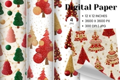 Christmas Tree Pattern Digital Paper Background Seamless_25 Product Image 1