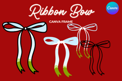 Coquette Bow Canva Frame Hand-Drawn Ribbon Mom life Design Product Image 1