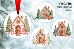 Christmas House Ornament Watercolor Snow House Decorate_26 Product Image 1