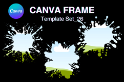 Watercolor Splash Canva Frame Template Bleach Effect Frame26 Product Image 1