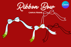 Coquette Bow Canva Frame Hand-Drawn Ribbon Mom life Design Product Image 1