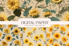 Sunflower Background Pattern Wallpaper Digital Paper_295 Product Image 1