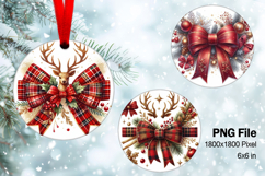 Bow Ribbon Christmas Tree Round Circle String Light Ornament Product Image 1