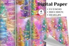 Christmas Tree Pattern Digital Paper Background Seamless_3 Product Image 1