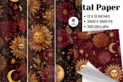 Moon Star Cloud Watercolor Background Digital Paper Pattern Product Image 1