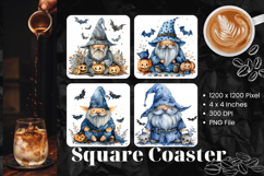 Gnome Halloween Coasters Square Accessories Sublimation Product Image 1