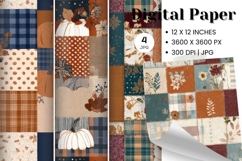 Pumpkin Patchwork Quilt Pattern Background Gingham Wallpaper Product Image 1