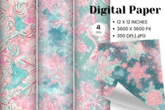 Pink Snowflake Bokeh Sparkle Christmas Background Backdrop_3 Product Image 1