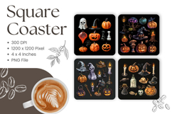 Halloween Square Coasters Accessories Ghost Keychain_3 Product Image 1