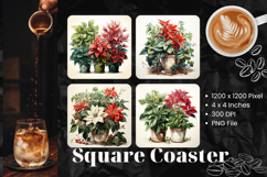 Christmas Flower Square Coasters Accessories Keychain_3 Product Image 1