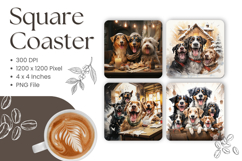 Cute Dog Square Coasters Accessories Animal Keychain Design Product Image 1
