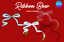 Coquette Bow Canva Frame Hand-Drawn Ribbon Mom life Design Product Image 1