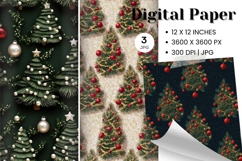 Christmas Tree Pattern Digital Paper Background Seamless_31 Product Image 1