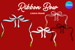 Coquette Bow Canva Frame Hand-Drawn Ribbon Mom life Design Product Image 1