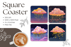 Cloud Square Coasters Star Starry Dream Keychain Sublimation Product Image 1