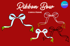 Coquette Bow Canva Frame Hand-Drawn Ribbon Mom life Design Product Image 1