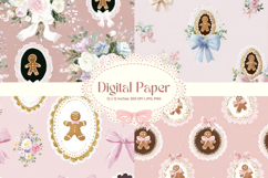Gingerbread Pattern Background Christmas Wallpaper Gift Wrap Product Image 1