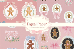 Gingerbread Pattern Background Christmas Wallpaper Gift Wrap Product Image 1