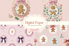 Gingerbread Pattern Background Christmas Wallpaper Gift Wrap Product Image 1