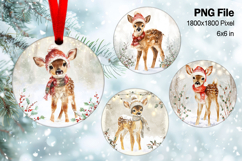 Christmas Deer Ornament Circle Deer Flower Decorate_37 Product Image 1
