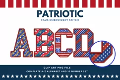 Varsity Patriotic Faux Embroidery Stitch Alphabet USA Flag3 Product Image 1