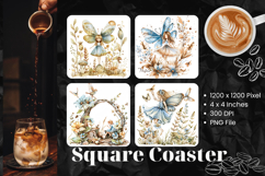 Butterfly Flower Coasters Square Accessories Sublimation_4 Product Image 1