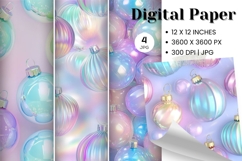 Christmas Ball Ornament Digital Paper Background Wallpaper Product Image 1