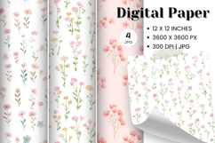 Flower Pattern Background Wallpaper Digital Paper_4 Product Image 1