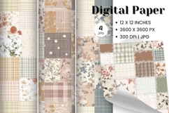 Flower Patchwork Quilt Pattern Background Gingham Wallpaper Product Image 1