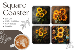 Sunflower Square Coasters Accessories Keychain Sublimation_4 Product Image 1