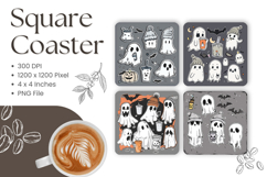 Halloween Square Coasters Accessories Ghost Keychain_4 Product Image 1