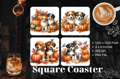 Cute Dog Square Coasters Accessories Pumpkin Dog Keychain Product Image 1