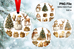 Snowman Christmas Ornament Round Circle Tree Decorate PNG43 Product Image 1