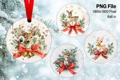 Christmas Deer Ornament Circle Deer Flower Decorate_45 Product Image 1