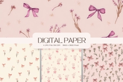 Bow Ribbon Background Bow Digital Paper Pattern Wallpaper_48 Product Image 1