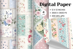 Flower Patchwork Quilt Pattern Background Gingham Wallpaper Product Image 1