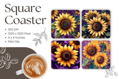 Sunflower Square Coasters Accessories Keychain Sublimation_5 Product Image 1