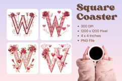 Letters Valentine Square Coasters Love Heart Accessories_W Product Image 1