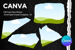 Torn Paper Ripped Text Box Canva Frame Photo Template_50 Product Image 1