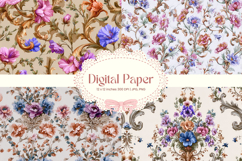 Flower Pattern Background Wallpaper Digital Paper_54 Product Image 1