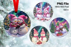 Snowman Christmas Ornament Round Circle Tree Decorate PNG55 Product Image 1