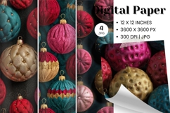 Christmas Ball Ornament Digital Paper Background Wallpaper Product Image 1