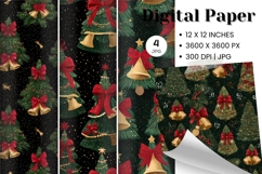 Christmas Tree Pattern Digital Paper Background Seamless_6 Product Image 1