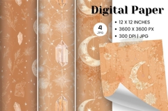 Moon Star Cloud Watercolor Background Digital Paper Pattern Product Image 1