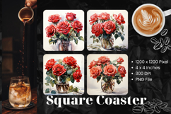Flower Coasters Square Accessories Keychain Sublimation_6 Product Image 1