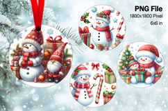 Snowman Christmas Ornament Round Circle Tree Decorate PNG63 Product Image 1