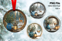 Christmas Deer Ornament Circle Deer Flower Decorate_67 Product Image 1